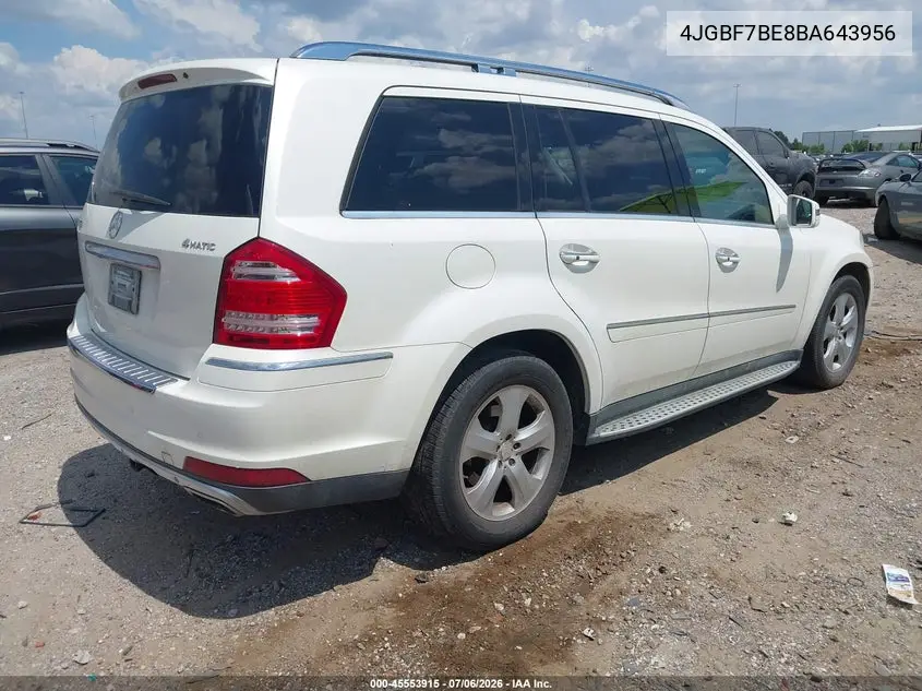 2011 Mercedes-Benz Gl 450 4Matic VIN: 4JGBF7BE8BA643956 Lot: 45553915