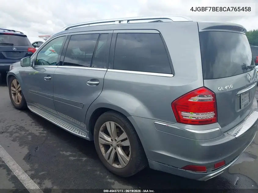 2012 Mercedes-Benz Gl 450 4Matic VIN: 4JGBF7BE8CA765458 Lot: 45437273