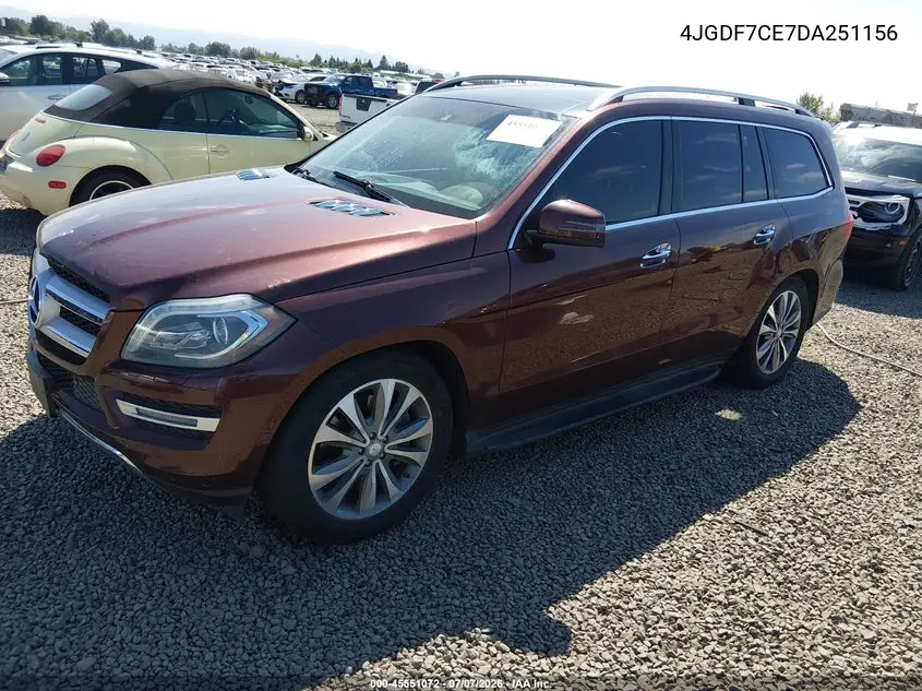 2013 Mercedes-Benz Gl 450 4Matic VIN: 4JGDF7CE7DA251156 Lot: 45551072