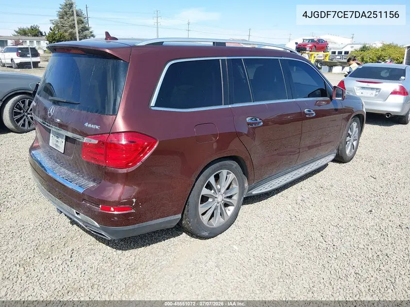 2013 Mercedes-Benz Gl 450 4Matic VIN: 4JGDF7CE7DA251156 Lot: 45551072