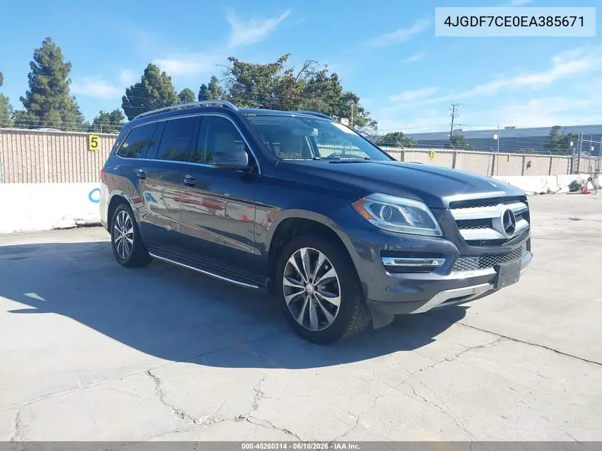 2014 Mercedes-Benz Gl 450 4Matic VIN: 4JGDF7CE0EA385671 Lot: 45260314