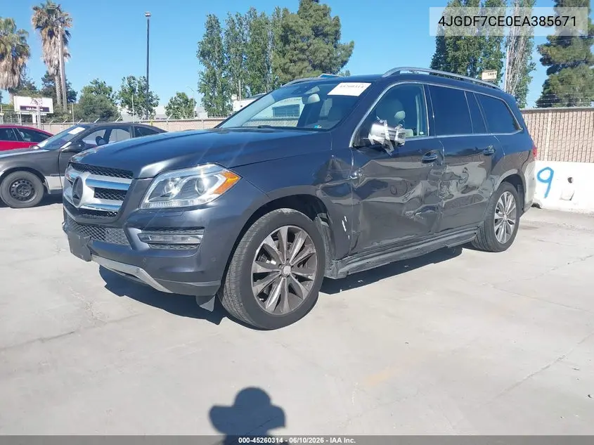 2014 Mercedes-Benz Gl 450 4Matic VIN: 4JGDF7CE0EA385671 Lot: 45260314