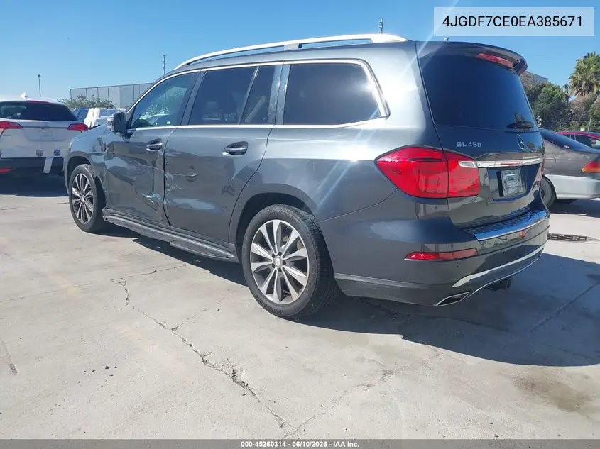 2014 Mercedes-Benz Gl 450 4Matic VIN: 4JGDF7CE0EA385671 Lot: 45260314