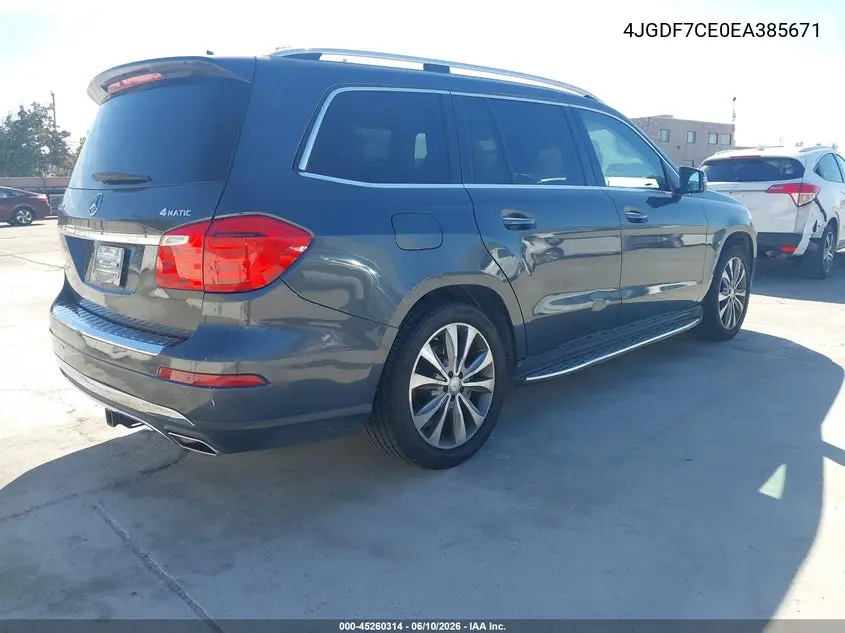 2014 Mercedes-Benz Gl 450 4Matic VIN: 4JGDF7CE0EA385671 Lot: 45260314