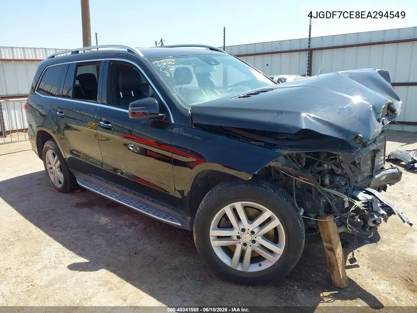 2014 Mercedes-Benz Gl 450 4Matic VIN: 4JGDF7CE8EA294549 Lot: 45341588