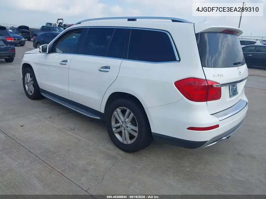 2014 Mercedes-Benz Gl 450 4Matic VIN: 4JGDF7CE3EA289310 Lot: 45366840