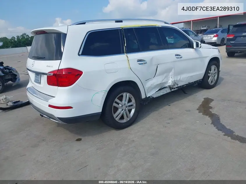 2014 Mercedes-Benz Gl 450 4Matic VIN: 4JGDF7CE3EA289310 Lot: 45366840