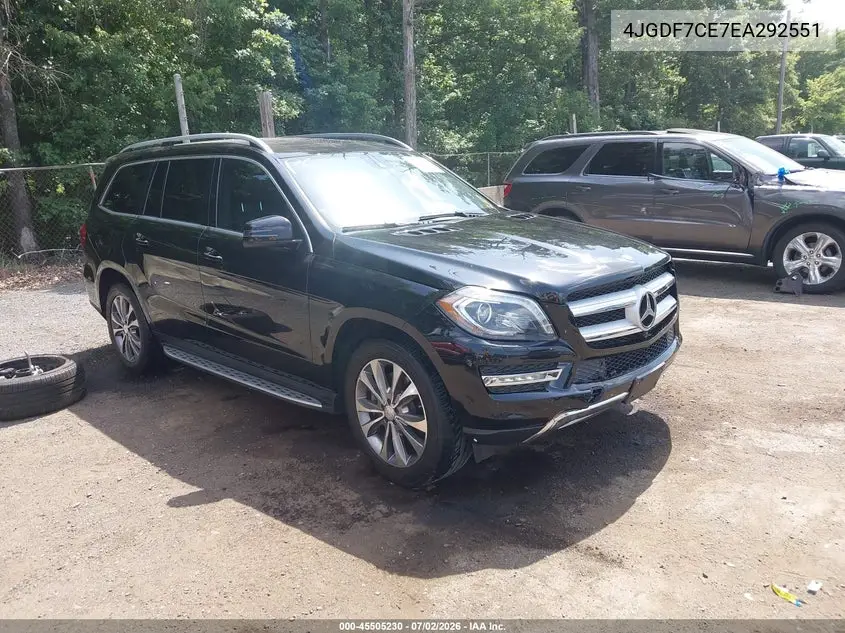 2014 Mercedes-Benz Gl 450 4Matic VIN: 4JGDF7CE7EA292551 Lot: 45505230