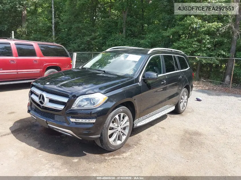2014 Mercedes-Benz Gl 450 4Matic VIN: 4JGDF7CE7EA292551 Lot: 45505230