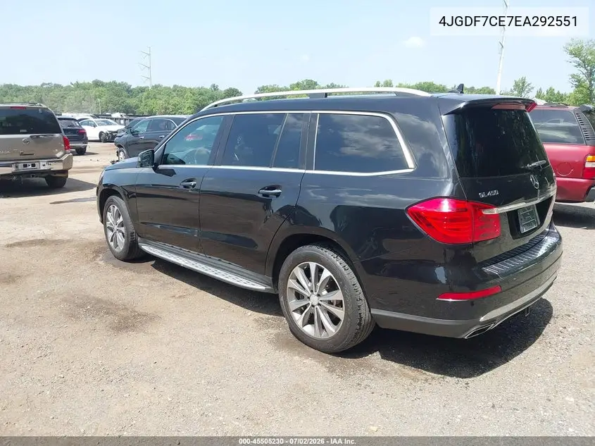 2014 Mercedes-Benz Gl 450 4Matic VIN: 4JGDF7CE7EA292551 Lot: 45505230