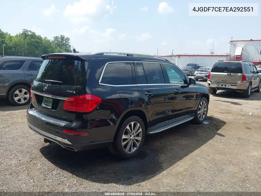 2014 Mercedes-Benz Gl 450 4Matic VIN: 4JGDF7CE7EA292551 Lot: 45505230