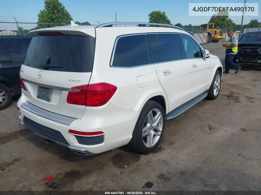 2015 Mercedes-Benz Gl 550 4Matic VIN: 4JGDF7DEXFA490170 Lot: 45427087