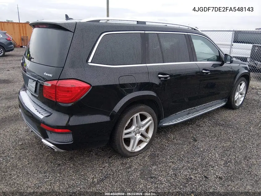 2015 Mercedes-Benz Gl 550 4Matic VIN: 4JGDF7DE2FA548143 Lot: 45448050