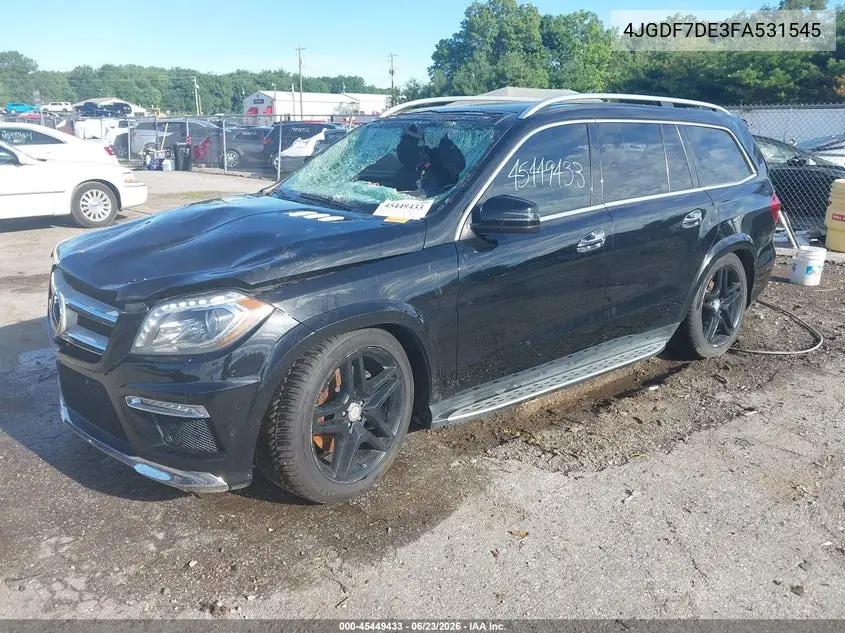2015 Mercedes-Benz Gl 550 4Matic VIN: 4JGDF7DE3FA531545 Lot: 45449433
