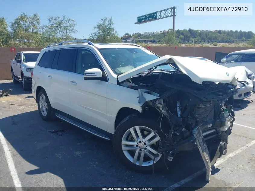 2015 Mercedes-Benz Gl 450 4Matic VIN: 4JGDF6EEXFA472910 Lot: 45479688