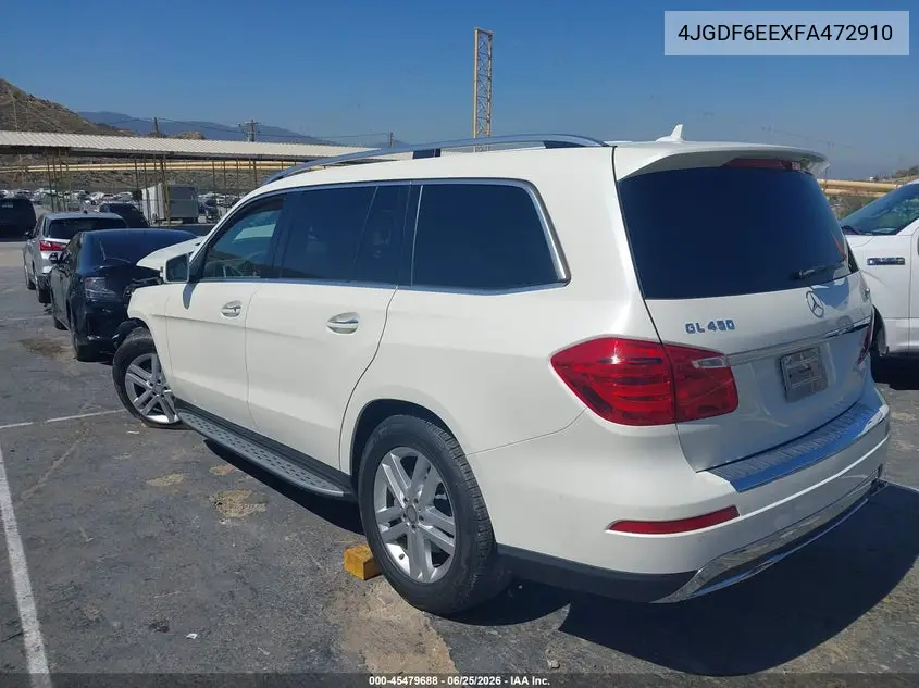 2015 Mercedes-Benz Gl 450 4Matic VIN: 4JGDF6EEXFA472910 Lot: 45479688