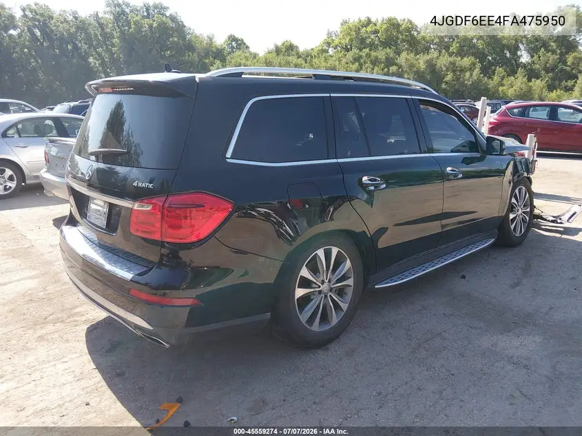 2015 Mercedes-Benz Gl 450 4Matic VIN: 4JGDF6EE4FA475950 Lot: 45559274
