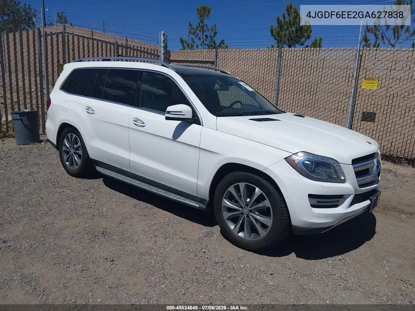 2016 Mercedes-Benz Gl 450 4Matic VIN: 4JGDF6EE2GA627838 Lot: 45534646
