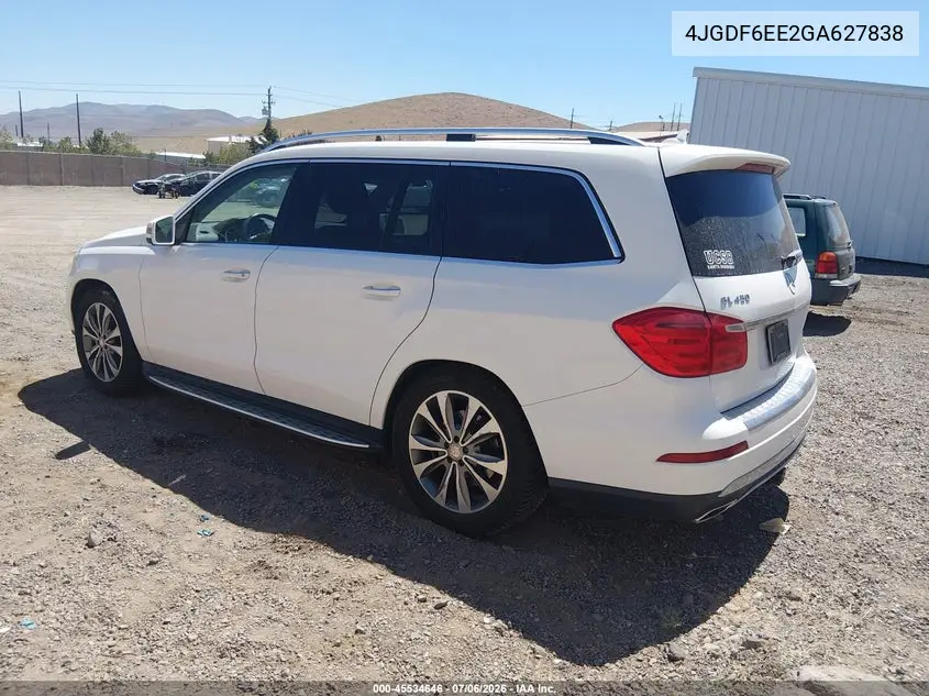 2016 Mercedes-Benz Gl 450 4Matic VIN: 4JGDF6EE2GA627838 Lot: 45534646