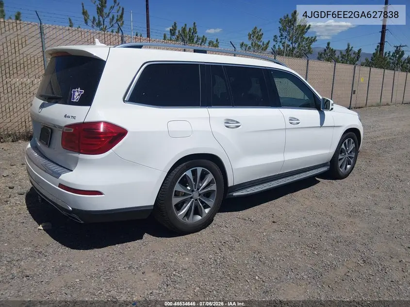 2016 Mercedes-Benz Gl 450 4Matic VIN: 4JGDF6EE2GA627838 Lot: 45534646