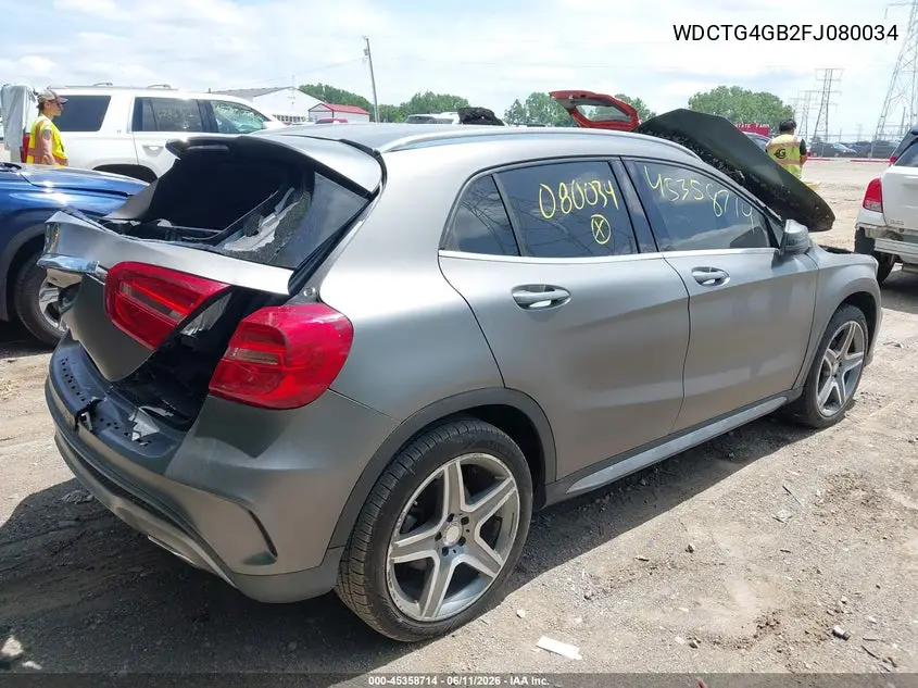 2015 Mercedes-Benz Gla 250 4Matic VIN: WDCTG4GB2FJ080034 Lot: 45358714