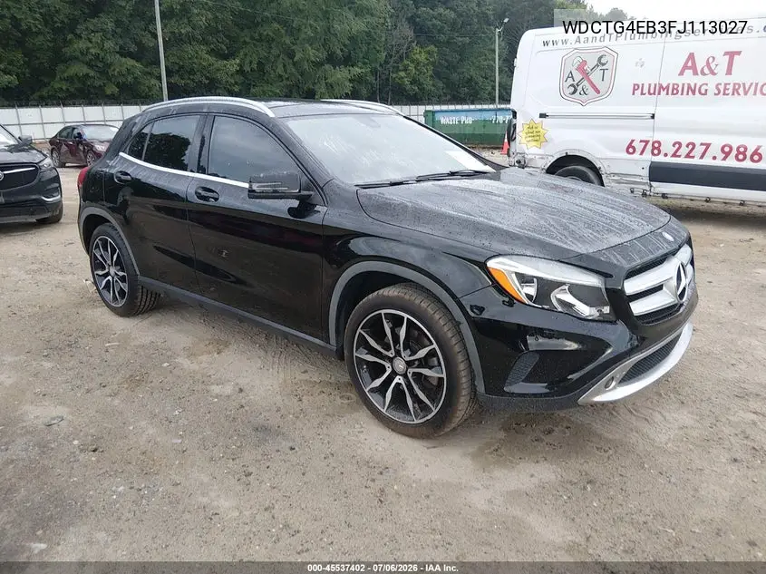 2015 Mercedes-Benz Gla 250 VIN: WDCTG4EB3FJ113027 Lot: 45537402