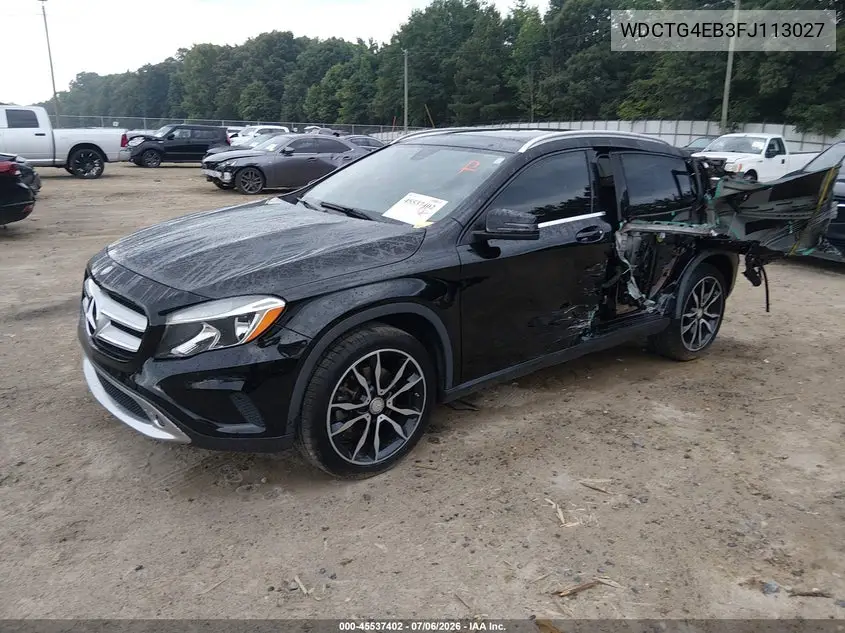 2015 Mercedes-Benz Gla 250 VIN: WDCTG4EB3FJ113027 Lot: 45537402