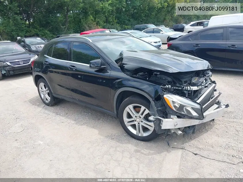2015 Mercedes-Benz Gla 250 4Matic VIN: WDCTG4GB0FJ099181 Lot: 45574033