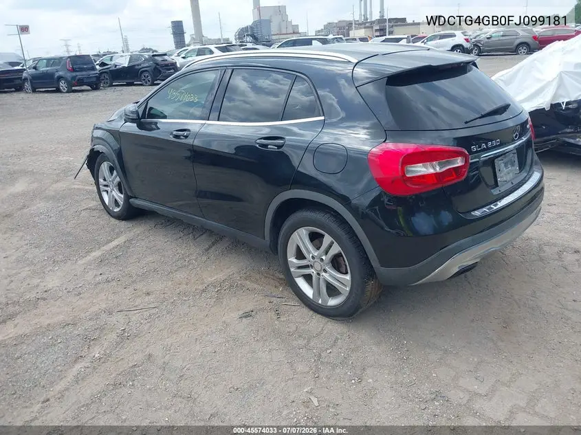 2015 Mercedes-Benz Gla 250 4Matic VIN: WDCTG4GB0FJ099181 Lot: 45574033