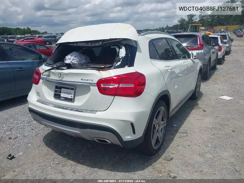 2015 Mercedes-Benz Gla 250 4Matic VIN: WDCTG4GB8FJ127681 Lot: 45616651