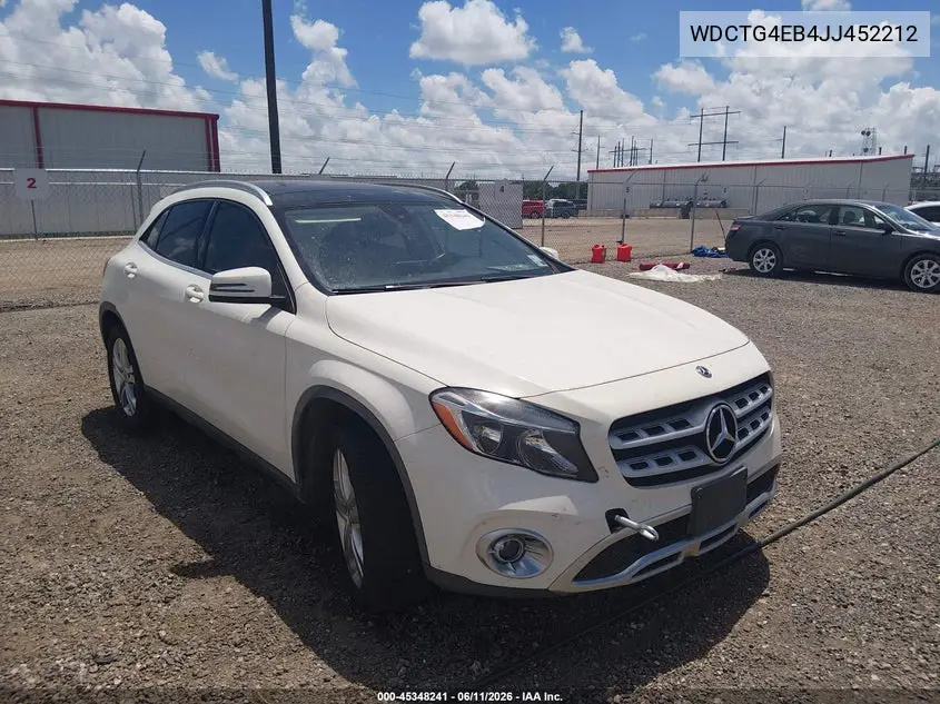 2018 Mercedes-Benz Gla 250 VIN: WDCTG4EB4JJ452212 Lot: 45348241