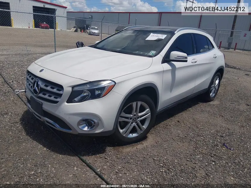 2018 Mercedes-Benz Gla 250 VIN: WDCTG4EB4JJ452212 Lot: 45348241