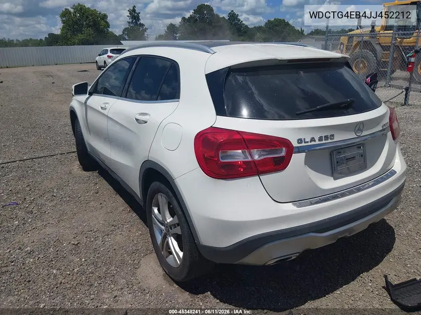 2018 Mercedes-Benz Gla 250 VIN: WDCTG4EB4JJ452212 Lot: 45348241