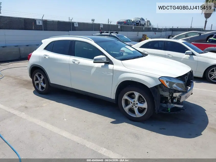 2018 Mercedes-Benz Gla 250 4Matic VIN: WDCTG4GB0JJ415459 Lot: 45458449