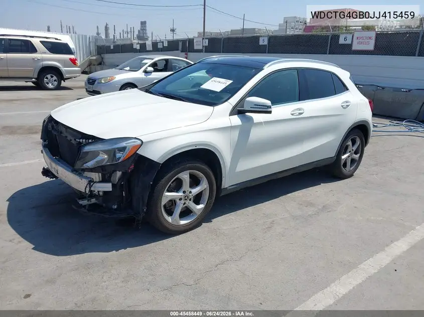 2018 Mercedes-Benz Gla 250 4Matic VIN: WDCTG4GB0JJ415459 Lot: 45458449