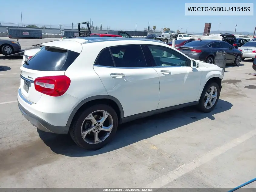2018 Mercedes-Benz Gla 250 4Matic VIN: WDCTG4GB0JJ415459 Lot: 45458449