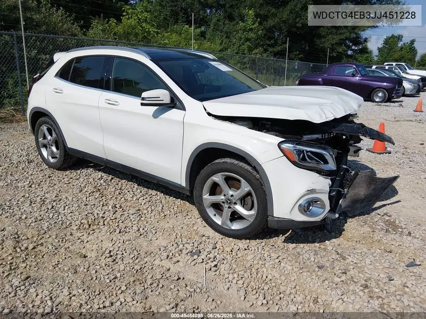 2018 Mercedes-Benz Gla 250 VIN: WDCTG4EB3JJ451228 Lot: 45464096