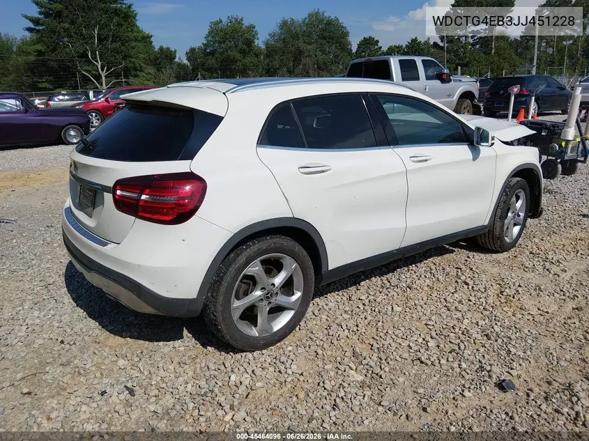 2018 Mercedes-Benz Gla 250 VIN: WDCTG4EB3JJ451228 Lot: 45464096