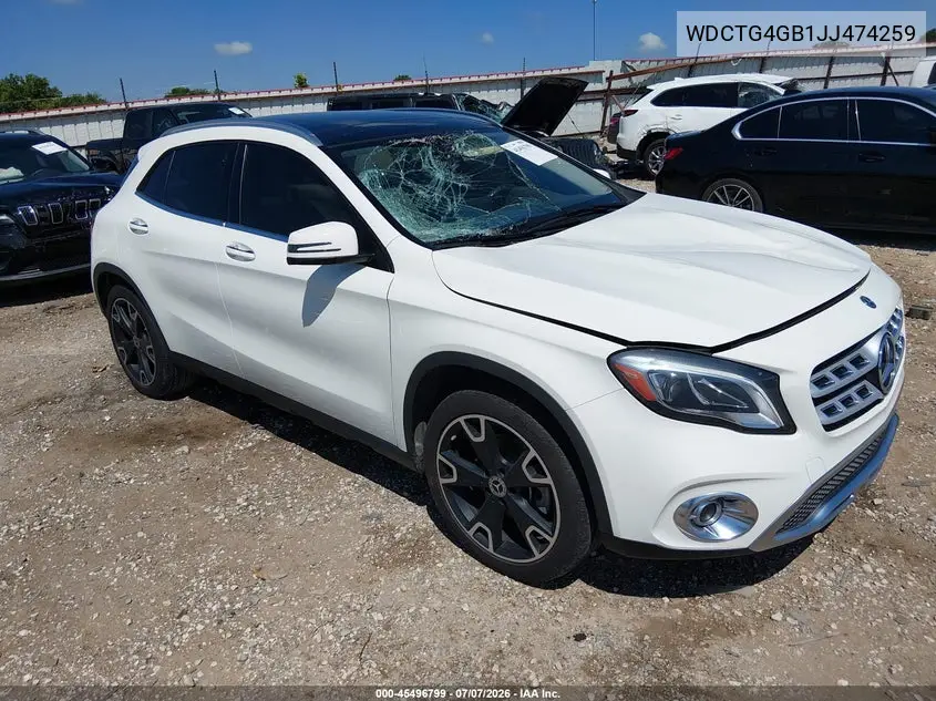 2018 Mercedes-Benz Gla 250 4Matic VIN: WDCTG4GB1JJ474259 Lot: 45496799