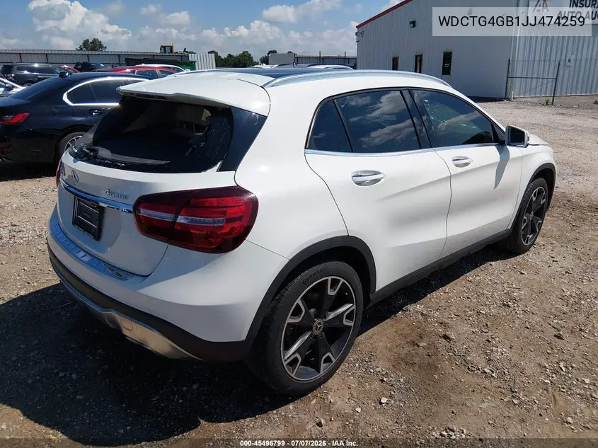 2018 Mercedes-Benz Gla 250 4Matic VIN: WDCTG4GB1JJ474259 Lot: 45496799