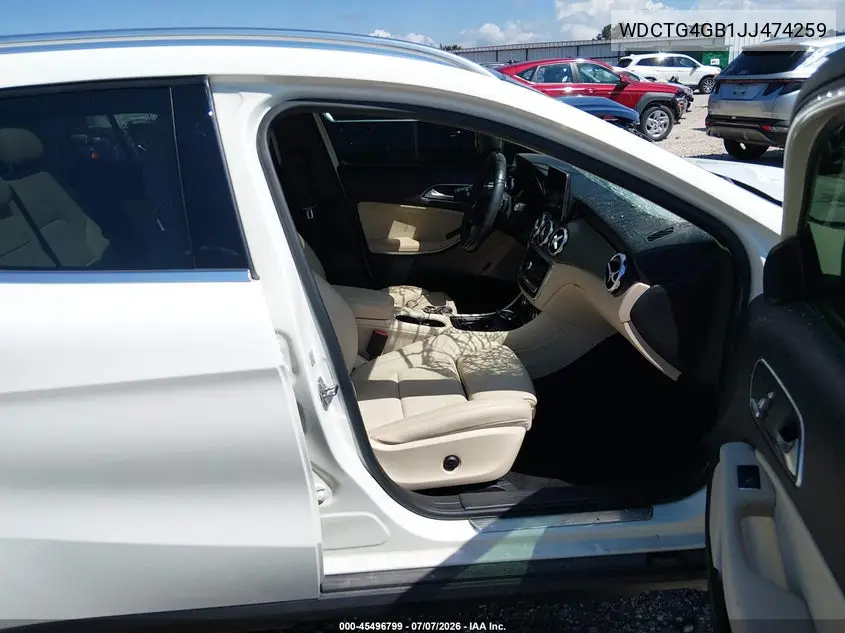 2018 Mercedes-Benz Gla 250 4Matic VIN: WDCTG4GB1JJ474259 Lot: 45496799