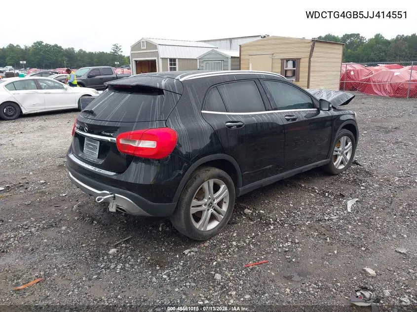 2018 Mercedes-Benz Gla 250 4Matic VIN: WDCTG4GB5JJ414551 Lot: 45561015
