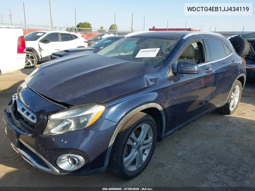 2018 Mercedes-Benz Gla 250 VIN: WDCTG4EB1JJ434119 Lot: 45569560