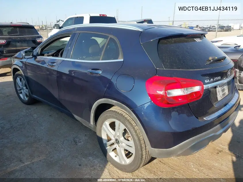 2018 Mercedes-Benz Gla 250 VIN: WDCTG4EB1JJ434119 Lot: 45569560