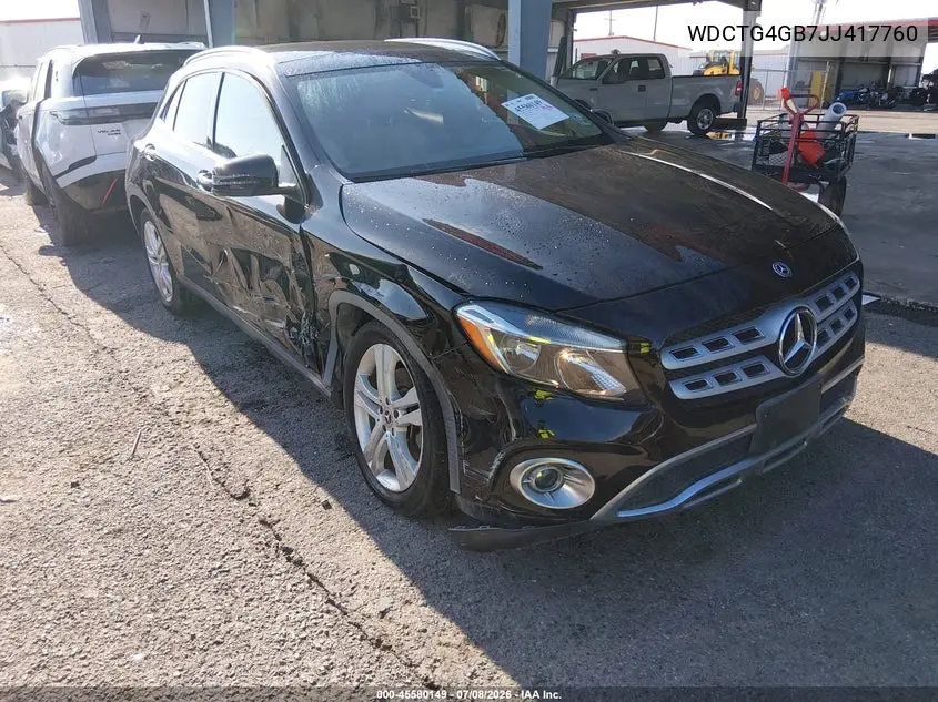 2018 Mercedes-Benz Gla 250 4Matic VIN: WDCTG4GB7JJ417760 Lot: 45580149