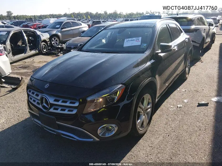 2018 Mercedes-Benz Gla 250 4Matic VIN: WDCTG4GB7JJ417760 Lot: 45580149