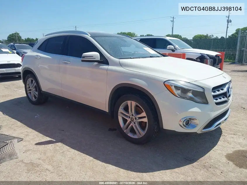 2018 Mercedes-Benz Gla 250 4Matic VIN: WDCTG4GB8JJ398104 Lot: 45598561