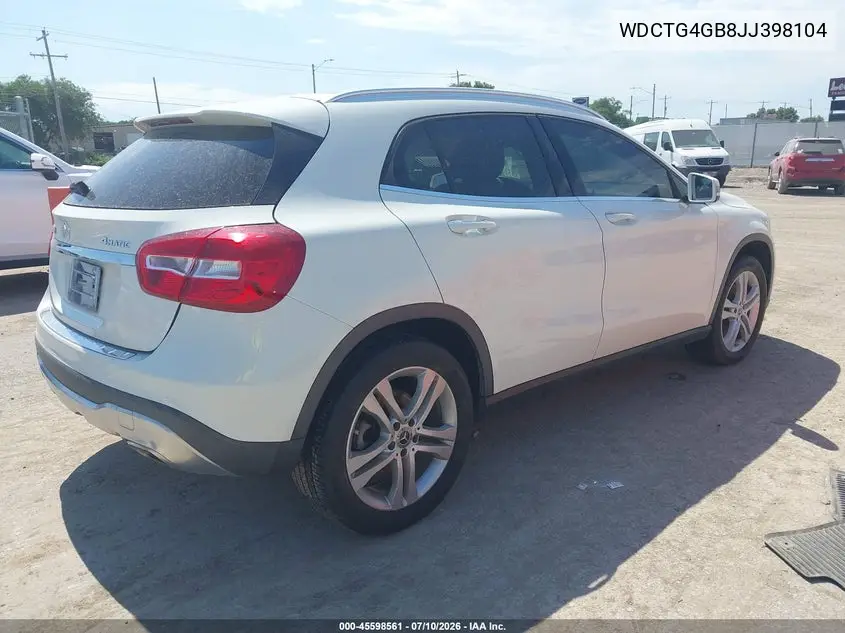 2018 Mercedes-Benz Gla 250 4Matic VIN: WDCTG4GB8JJ398104 Lot: 45598561