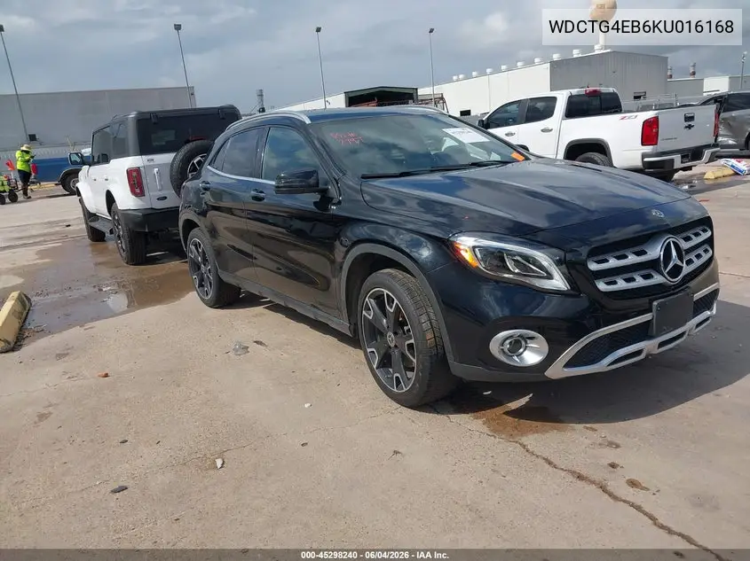 2019 Mercedes-Benz Gla 250 VIN: WDCTG4EB6KU016168 Lot: 45298240