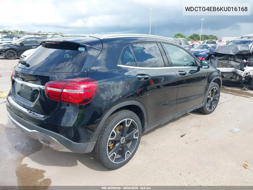 2019 Mercedes-Benz Gla 250 VIN: WDCTG4EB6KU016168 Lot: 45298240